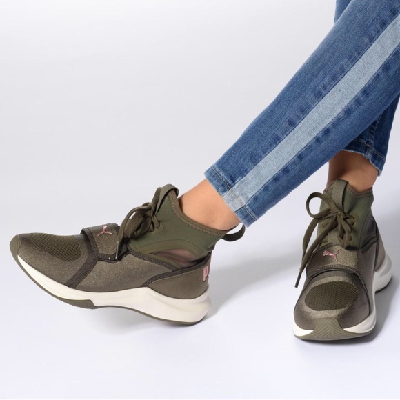 puma olive green sneakers